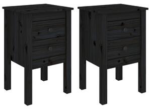 Sängbord 2 st svart 40x35x61,5 cm massiv furu