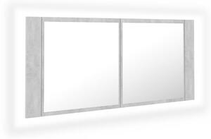 Spegelskåp med LED betonggrå 100x12x45 cm