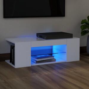 TV-bänk med LED-belysning vit 90x39x30 cm