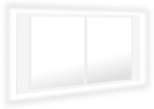 Spegelskåp med LED vit 90x12x45 cm