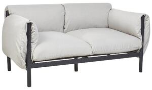 2-sits soffa Trädgårdssoffa i aluminium Svart aluminiumram Ljusgrå dynor i vattenreppelerande tyg Beliani