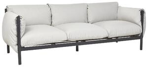 3-sits soffa Trädgårdssoffa i aluminium Svart aluminiumram Ljusgrå dynor i vattenreppelerande tyg Beliani