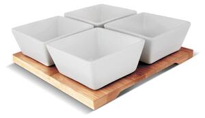 Lamart - Kit 4x porcelain bowl 19x19 cm + wooden tray