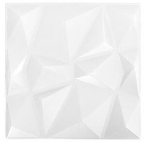 BeBasic 3D Väggpaneler 12 st 50x50 cm diamant vit 3 m² -