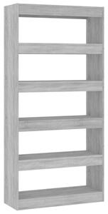 BeBasic Bokhylla/Rumsavdelare gra sonoma-ek 80x30x166 cm spanskiva - Grey