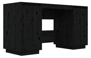 BeBasic Skrivbord svart 140x50x75 cm massiv furu -