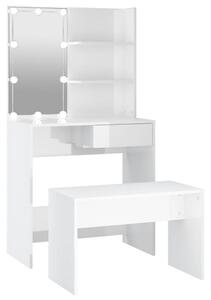 BeBasic Sminkbord LED vit högglans konstruerat trä -