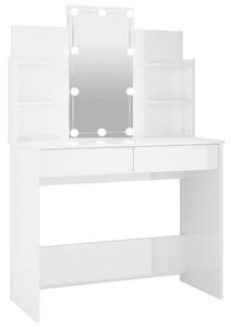 BeBasic Sminkbord med LED vit högglans 96x40x142 cm -