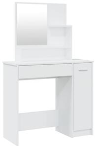 BeBasic Sminkbord med spegel vit högglans 86,5x35x136 cm -