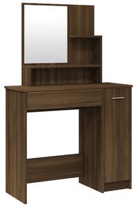 BeBasic Sminkbord med spegel brun ek 86,5x35x136 cm -