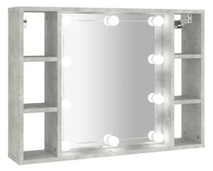 BeBasic Spegelskåp med LED betonggrå 76x15x55 cm -