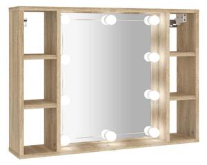 BeBasic Spegelskåp med LED sonoma-ek 76x15x55 cm -
