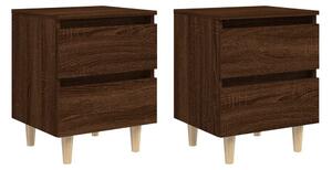 BeBasic Sängbord med ben i massivt trä 2 st brun ek 40x35x50 cm -