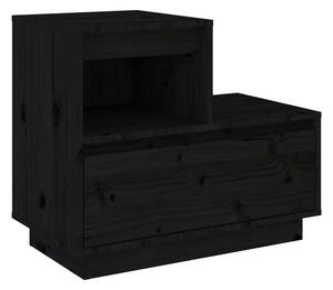 BeBasic Sängbord svart 60x34x51 cm massiv furu -
