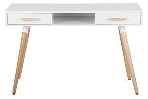 FRISSE Skrivbord 120 cm med Förvaring 2 Lådor+Hylla Vit/Ljus -