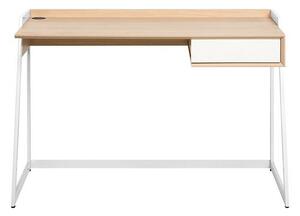 QUITO Skrivbord 120 cm med Förvaring Låda Vit/Ljusbrun -