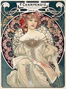 Bildreproduktion Lady in Green, Alfons Mucha