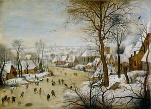 Bildreproduktion Winter Landscape with Birdtrap, 1601, Pieter the Younger Brueghel