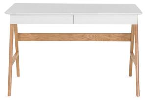DAVILUCAS Skrivbord 120 cm med Förvaring 2 Lådor Vit/Ek -