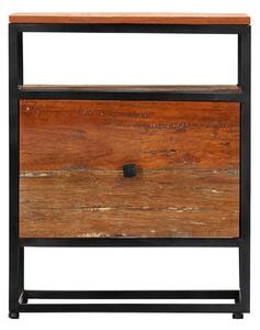 Sängbord 40x30x50 cm massivt återvunnet trä och stål - Brun