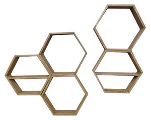 LESPALME Vägghylla 5 Hexagoner Trä - Trä