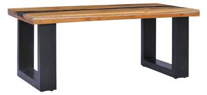 Soffbord 100x50x40 cm massivt teakträ och polyresin - Flerfärgad