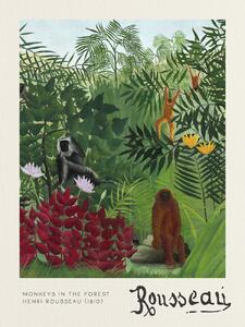 Konsttryck Monkeys in the Forest - Henri Rousseau, (30 x 40 cm)