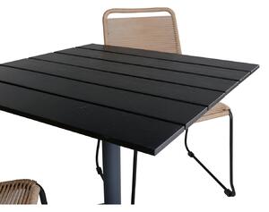 COLORADO LINDOS Matbord 70x70 cm + 2 stolar - Svart/Beige | Utemöbler