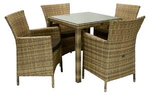 Möbelset WICKER bord och 4 stolar 73x73xH71cm -