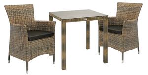 Möbelset WICKER bord och 2 stolar 73x73xH71cm -