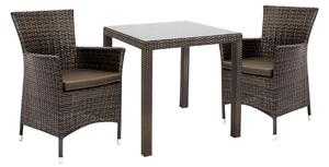 Möbelset WICKER bord och 2 stolar 73x73xH71cm -