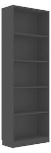 Bokhylla 5 hyllor svart 60x24x175 cm spånskiva - Svart