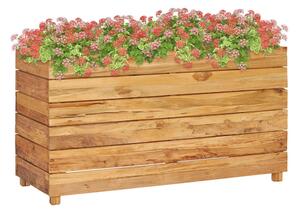 Blomlåda upphöjd 100x40x55 cm återvunnen teak och stål - Brun