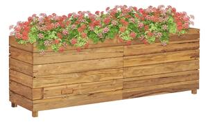 Blomlåda upphöjd 150x40x55 cm återvunnen teak och stål - Brun