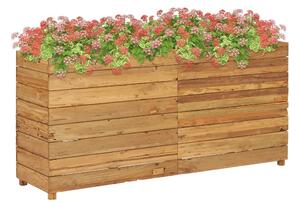 Blomlåda upphöjd 150x40x72 cm återvunnen teak och stål - Brun