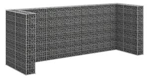 Gabionmur för soptunnor galvaniserat stål 320x100x120 cm - Silver