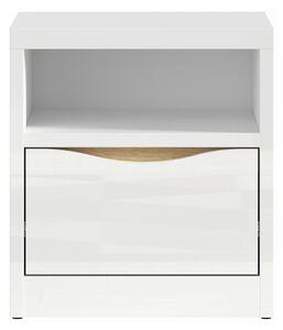 MATHA Sängbord 42 cm med Förvaring Hylla+Låda Natur/Vit Högg -