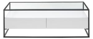 TRINKA Soffbord 120 cm med Förvaring 2 Lådor + Hylla Glas/Vi -