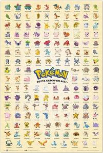 Poster, Affisch Pokemon - Kanto First Generation, (61 x 91.5 cm)