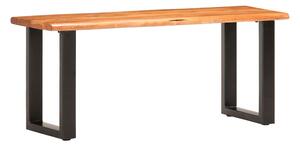 Bänk med levande kant 110 cm massivt akaciaträ och stål - Brun