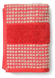 JUNA - Check Towel - Handduk - Red/Sand - Small - H100 x W50 cm