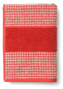 JUNA - Check Towel - Handduk - Red/Sand - Large - H140 x W70 cm