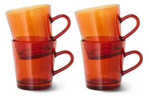 HKLiving - 70's Glassware - Coffee Cups (Set Of 4) - Kopp - Amber Brown - D11 x H8,3 cm (200 ml)