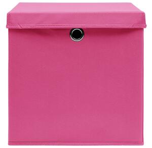 Förvaringslådor med lock 4 st rosa 32x32x32 cm tyg - Rosa