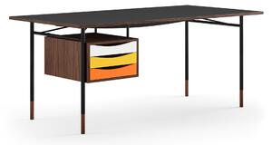 House of Finn Juhl - Nyhavn skrivbord 170 cm Warm med lådor Walnut Black Steel Warm - Skrivbord - Finn Juhl - Träfärgad,Svart - Metall/Trä