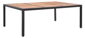 Trädgårdsbord svart 200x150x74 cm konstrotting och akaciaträ - Svart