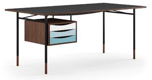 House of Finn Juhl - Nyhavn skrivbord 170 cm Cold med lådor Walnut Black Steel Cold - Skrivbord - Finn Juhl - Träfärgad,Svart - Metall/Trä