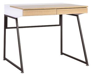 DONNISH Skrivbord 90 cm med Förvaring 2 Lådor Grå/Trä/Natur/ -