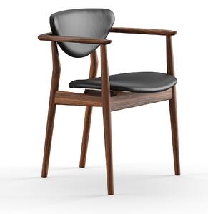 House of Finn Juhl - 109 stol, Walnut, Leather Group 2, Nevada NV0500S Black - Matstolar - Finn Juhl - Träfärgad,Svart - Läder/Trä