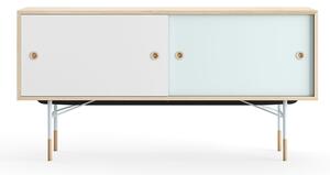 House of Finn Juhl - Sideboard Without Tray Unit, Oak, White/Light Blue, Light Blue Steel - Skänkar och sideboards - Finn Juhl - Flerfärgad - Metall/Trä